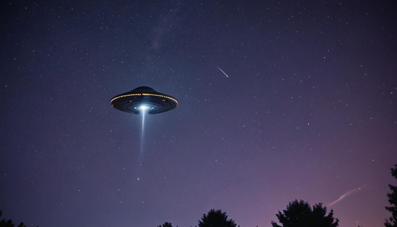 UFO Over Majestic Night Sky in Cinematic Style