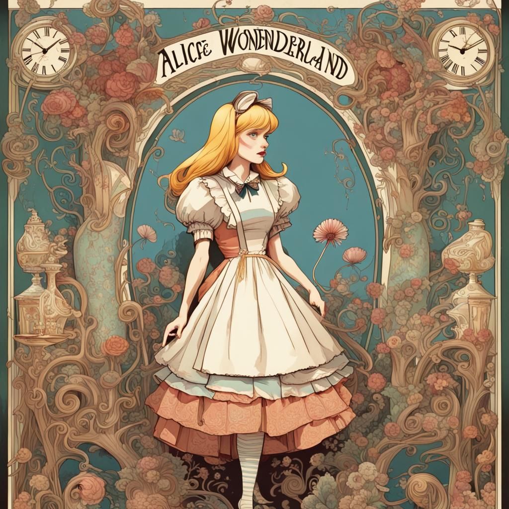 Alice in Wonderland in Art Nouveau Style