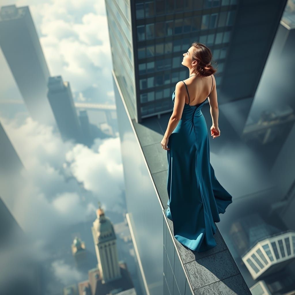 Surreal Vertigo Scene in Futuristic Style