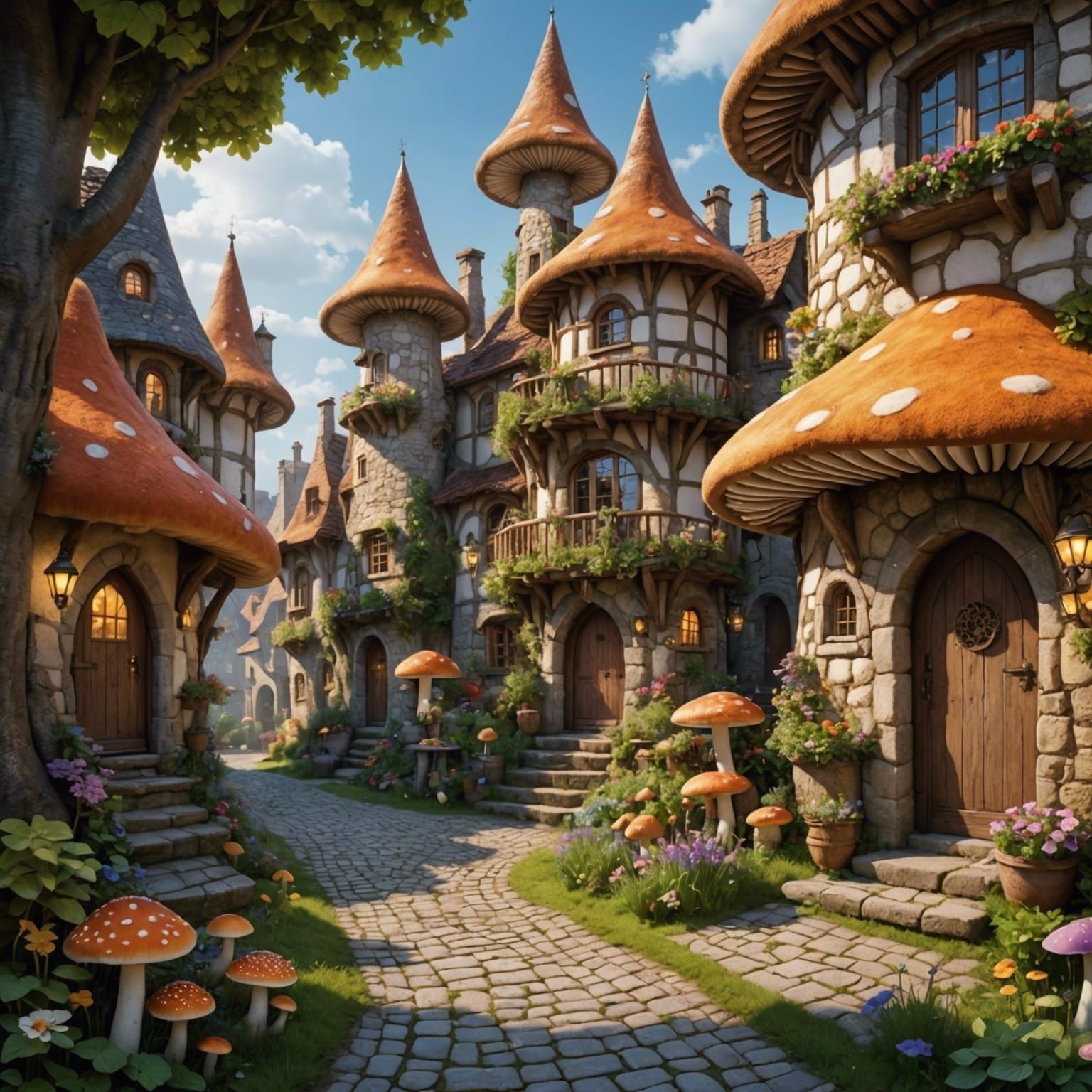 Mushroom Village with Fairy Dust