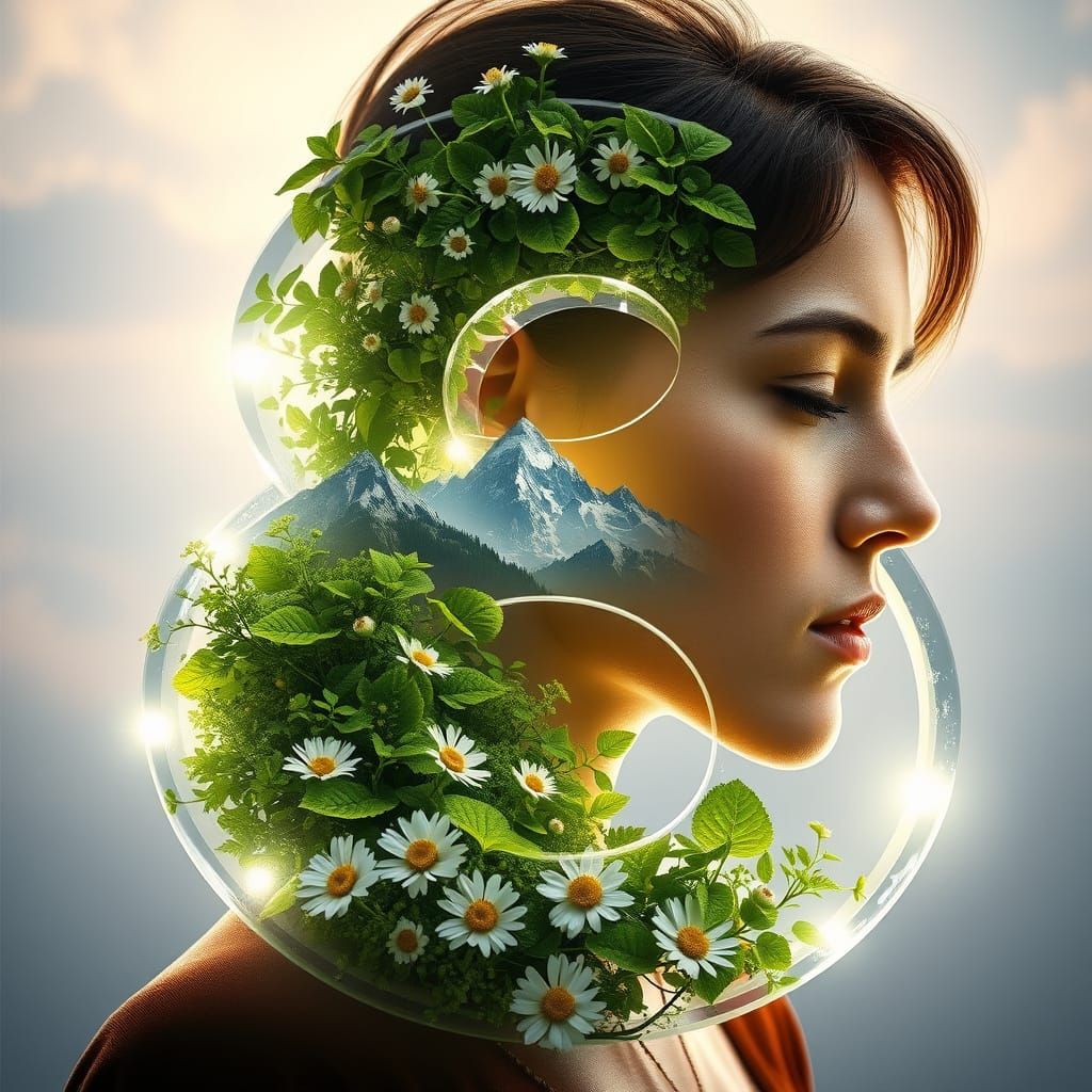 Luminous Number 8 Profile Portrait in Hyperrealistic 3D