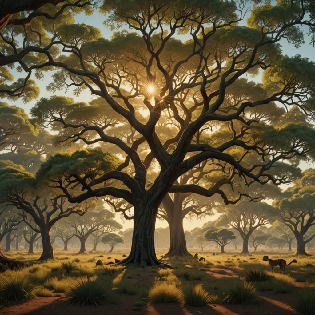 Savannah Dawn in Henri Rousseau Style