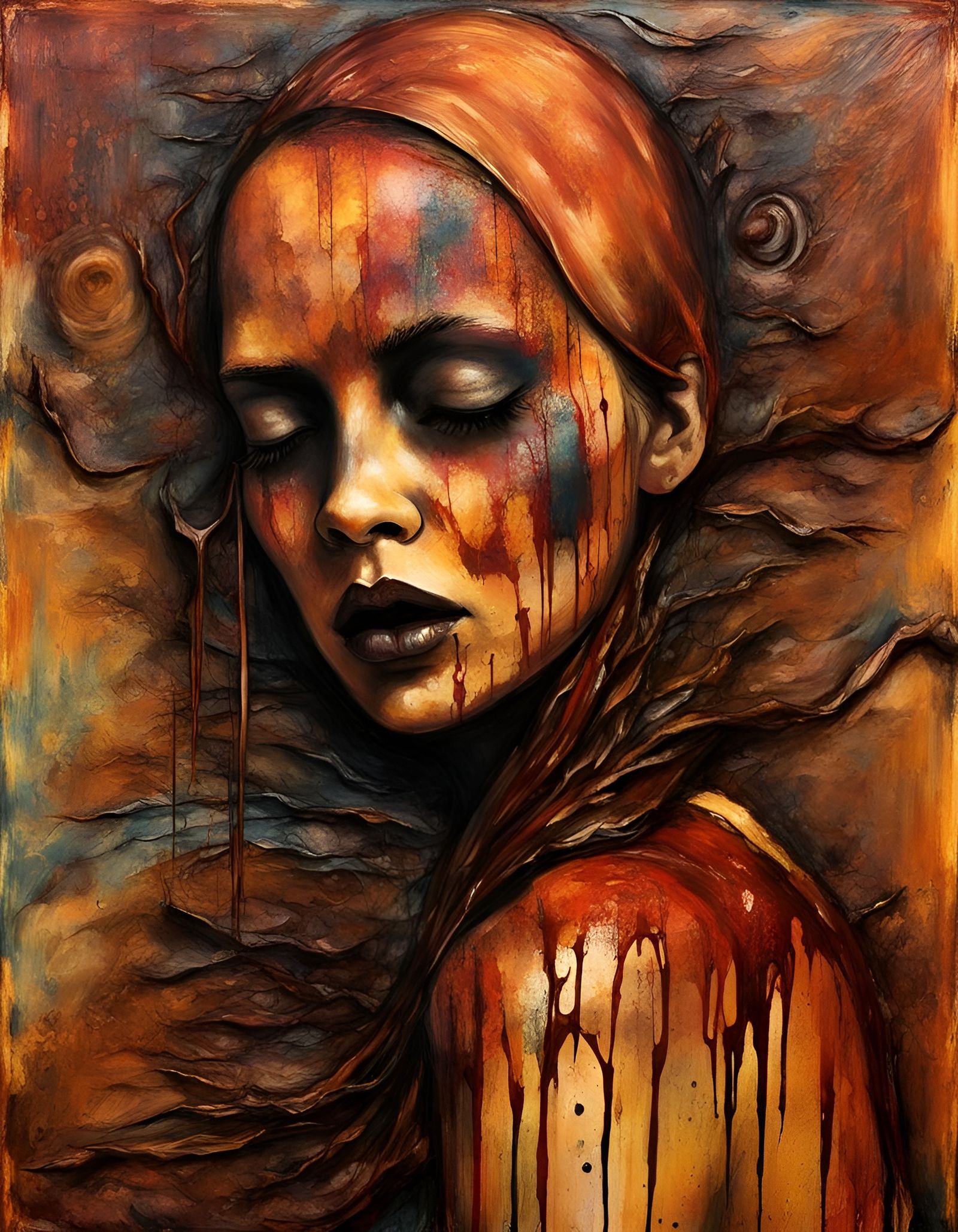 3D Scratchitti Art with Encaustic Colorway