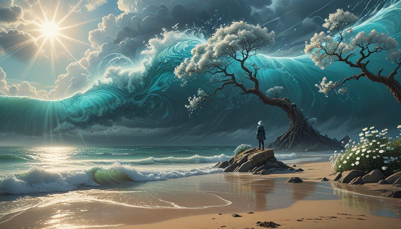 Whimsical Fantasy Scene with Old Woman Summoning Magic on a ...