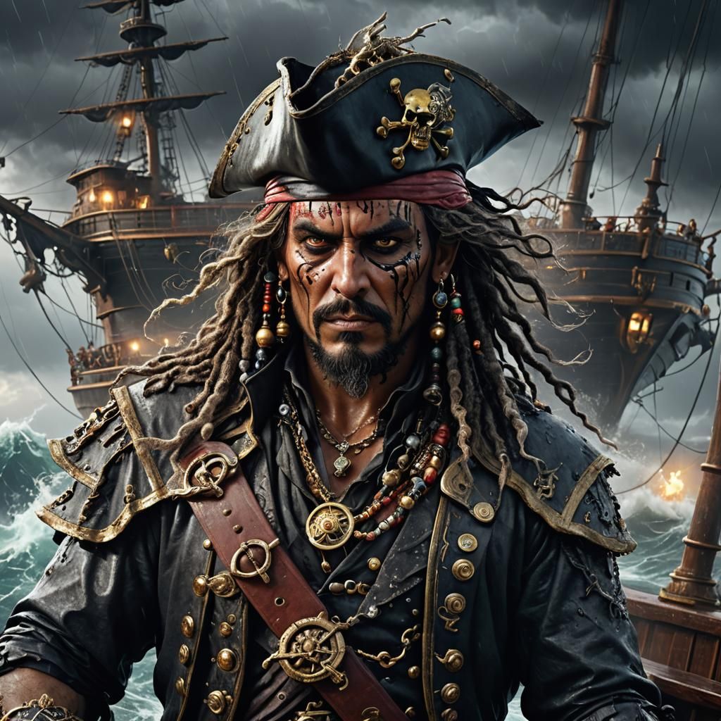 Stormy Seas: Hyperrealistic Pirate Concept Art