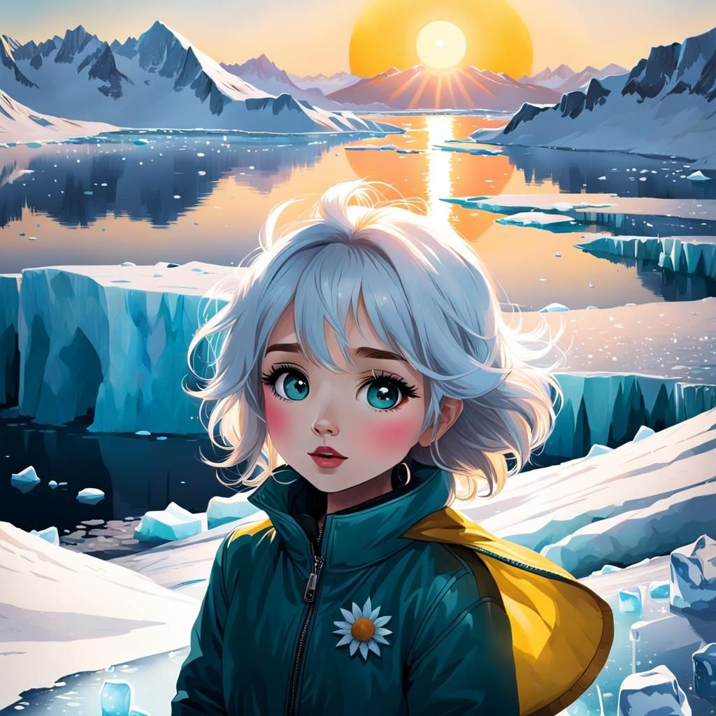 Melting Ice: Sunrise Over a Winter Landscape