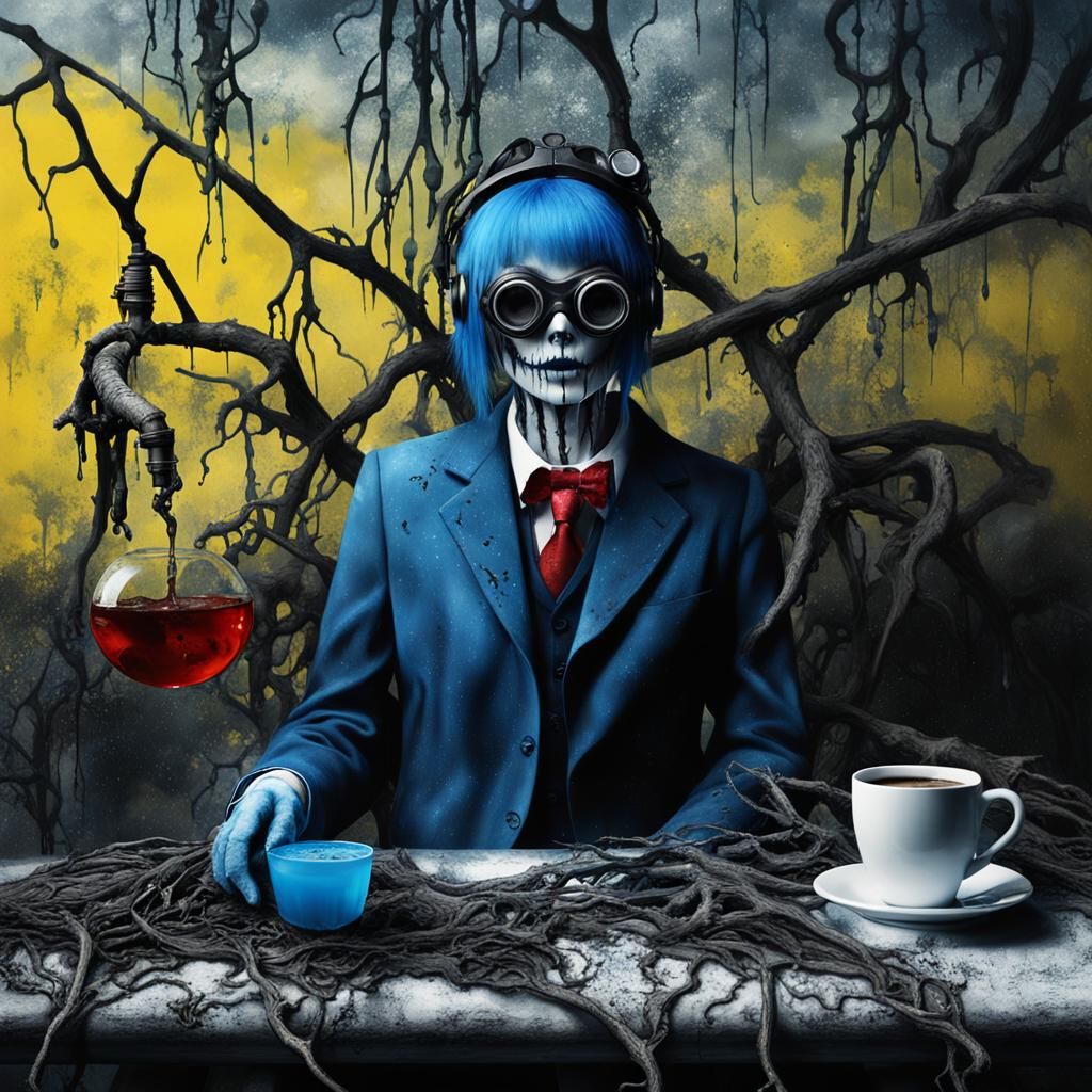 Decaying Dummy and Goth Model in Surreal Scene