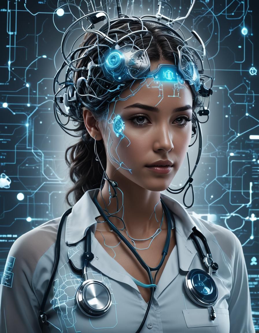 Futuristic Medical Scene with AI Integration as Matte Painti...