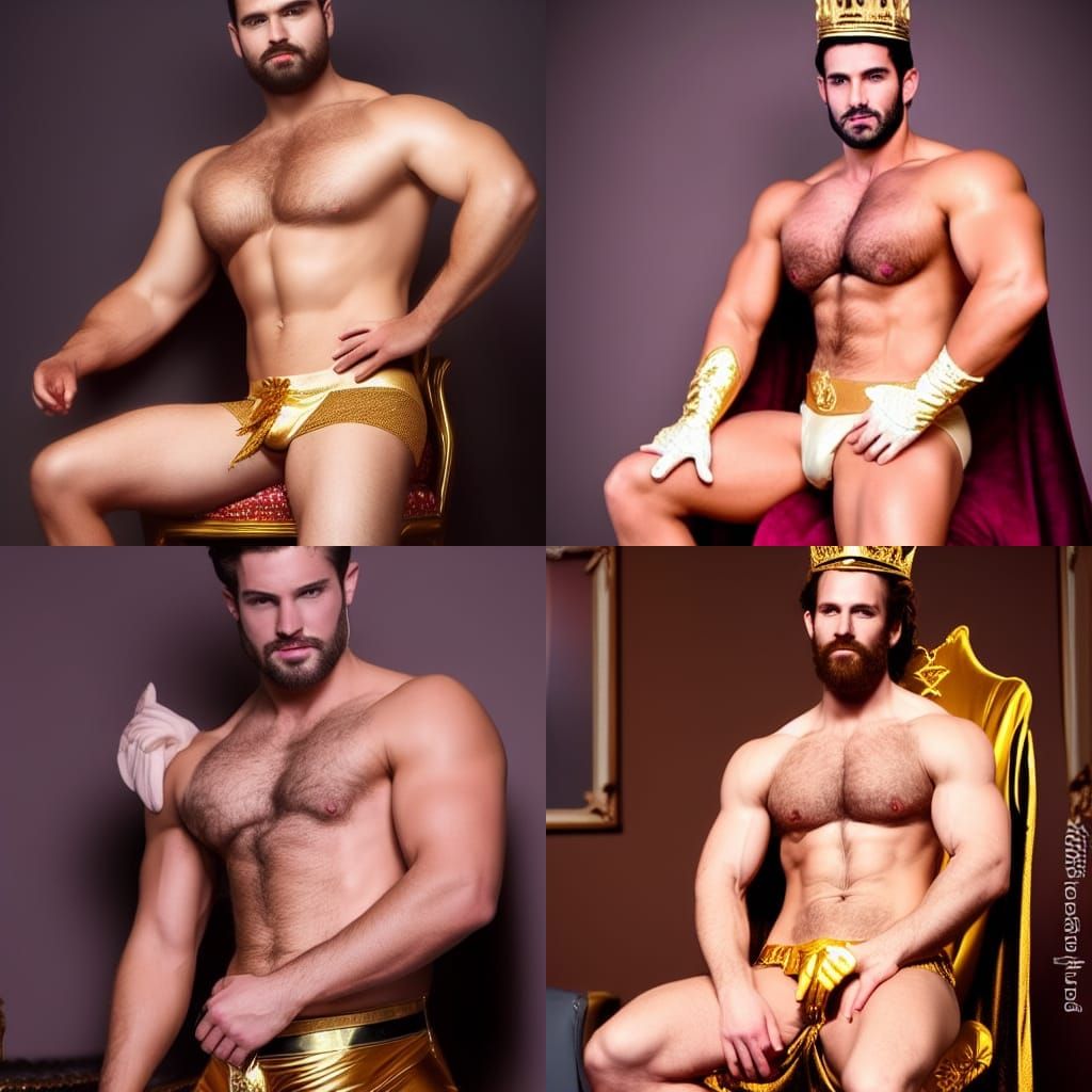 Regal King on Throne in Golden Royal Outfit