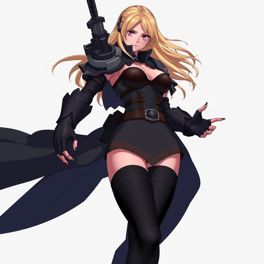 Elegant Warrior in Dark Armor