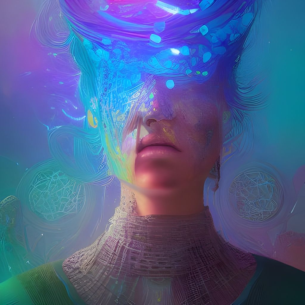 Opalescent DNA Strands in Cosmic Digital Art