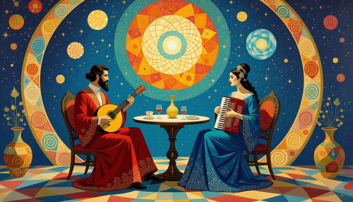 Psychedelic Sacred Geometry Utopia in Hieronymus Bosch Style