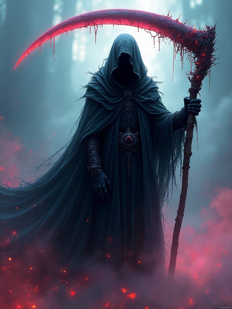 Grim Reaper in Dreamlike Watercolor Style