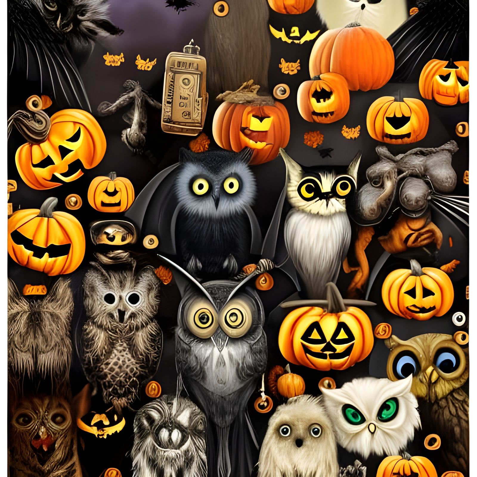 Steampunk Halloween Animal Pattern in Fantasy Art Style