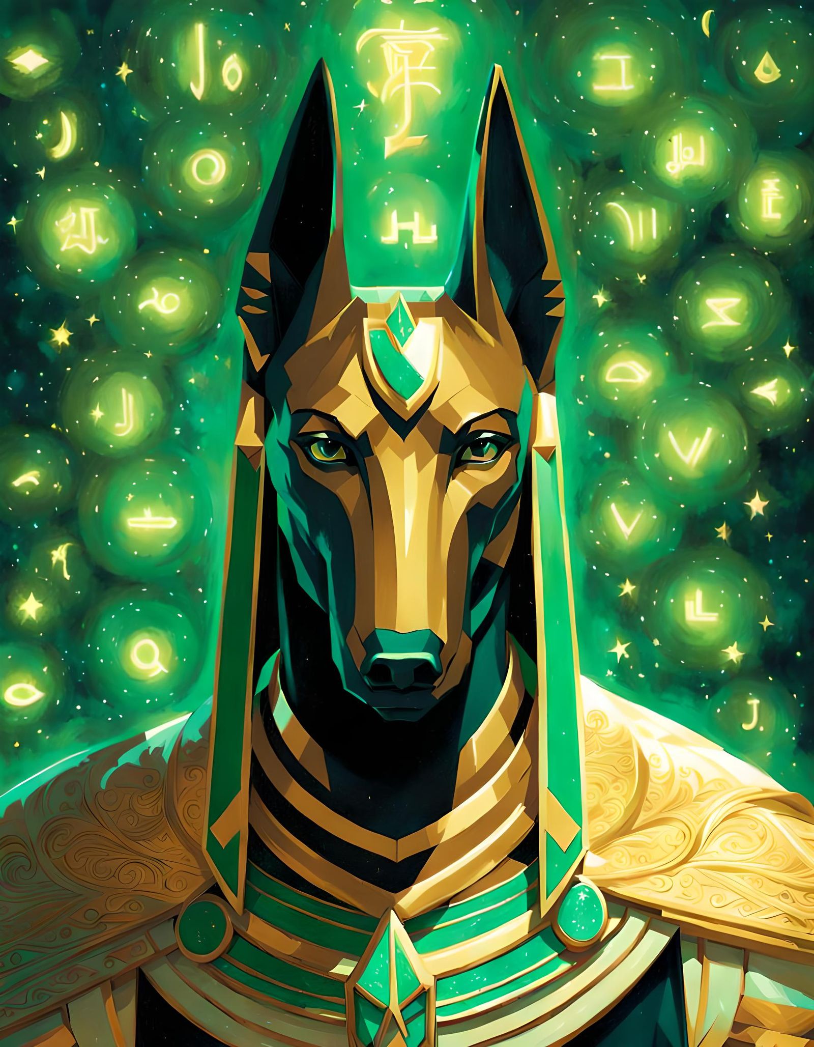 Detailed Anubis in Egyptian Style