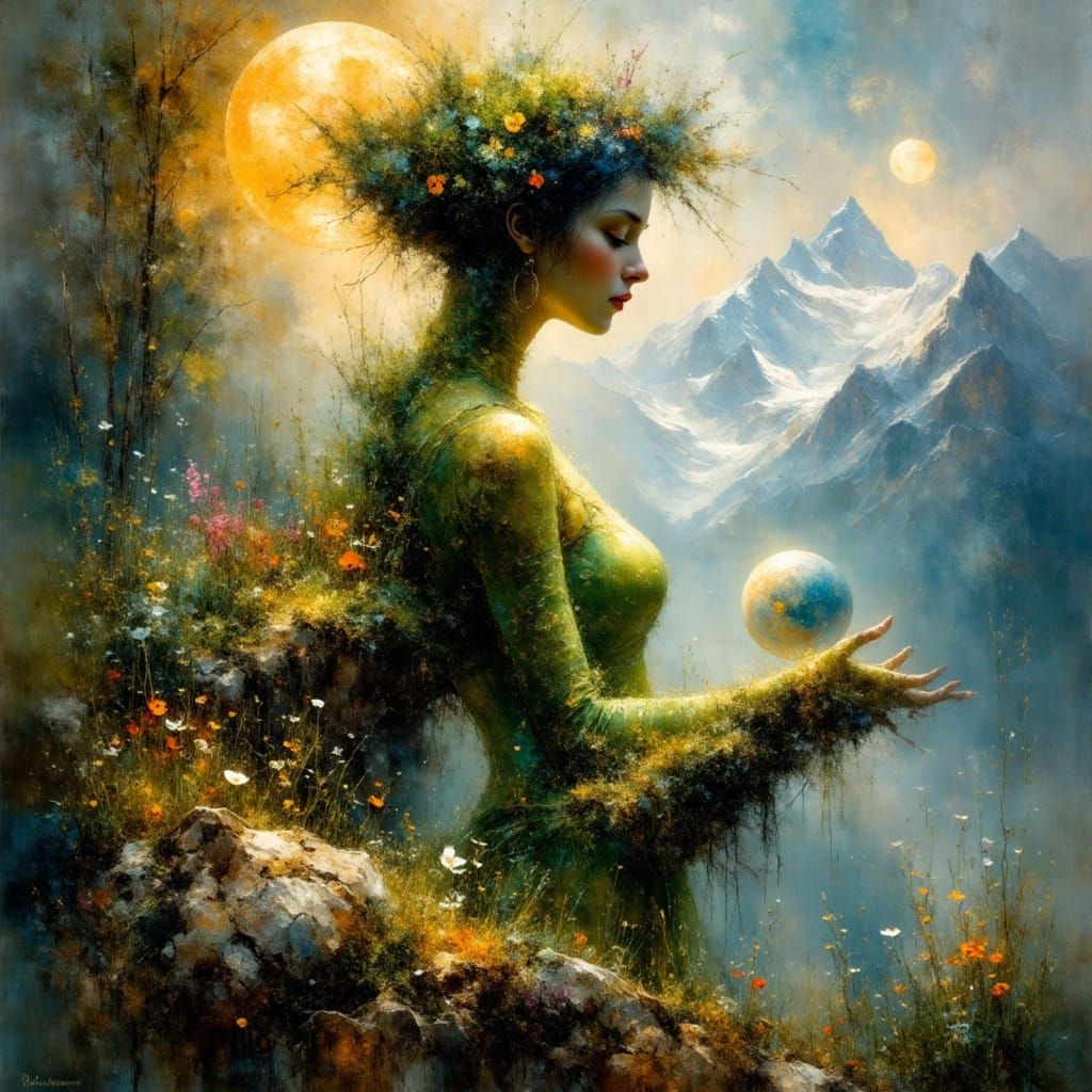 Earth Mother Portrait in Ethereal Chiaroscuro Lighting