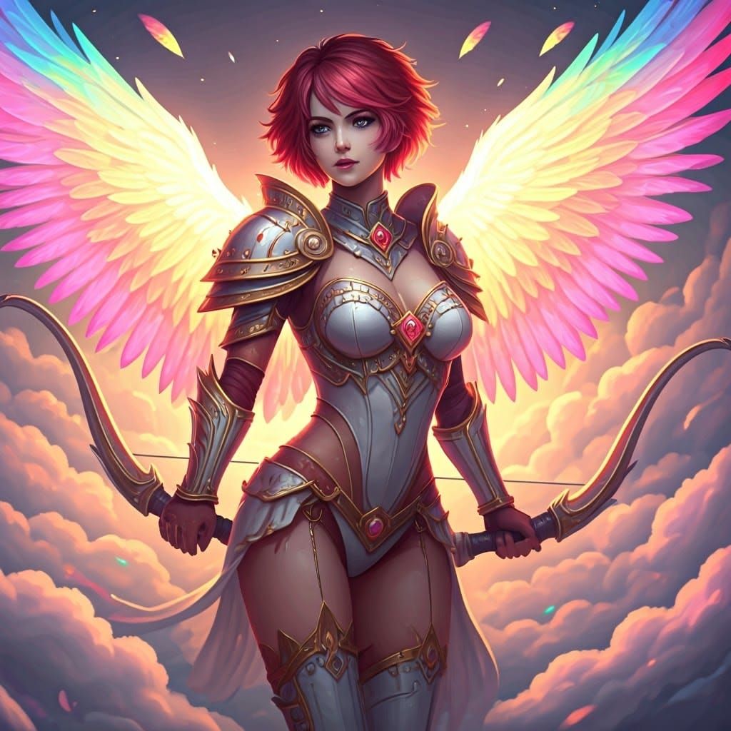 Glamorous Gothic Archer Soars in Rainbow Hues