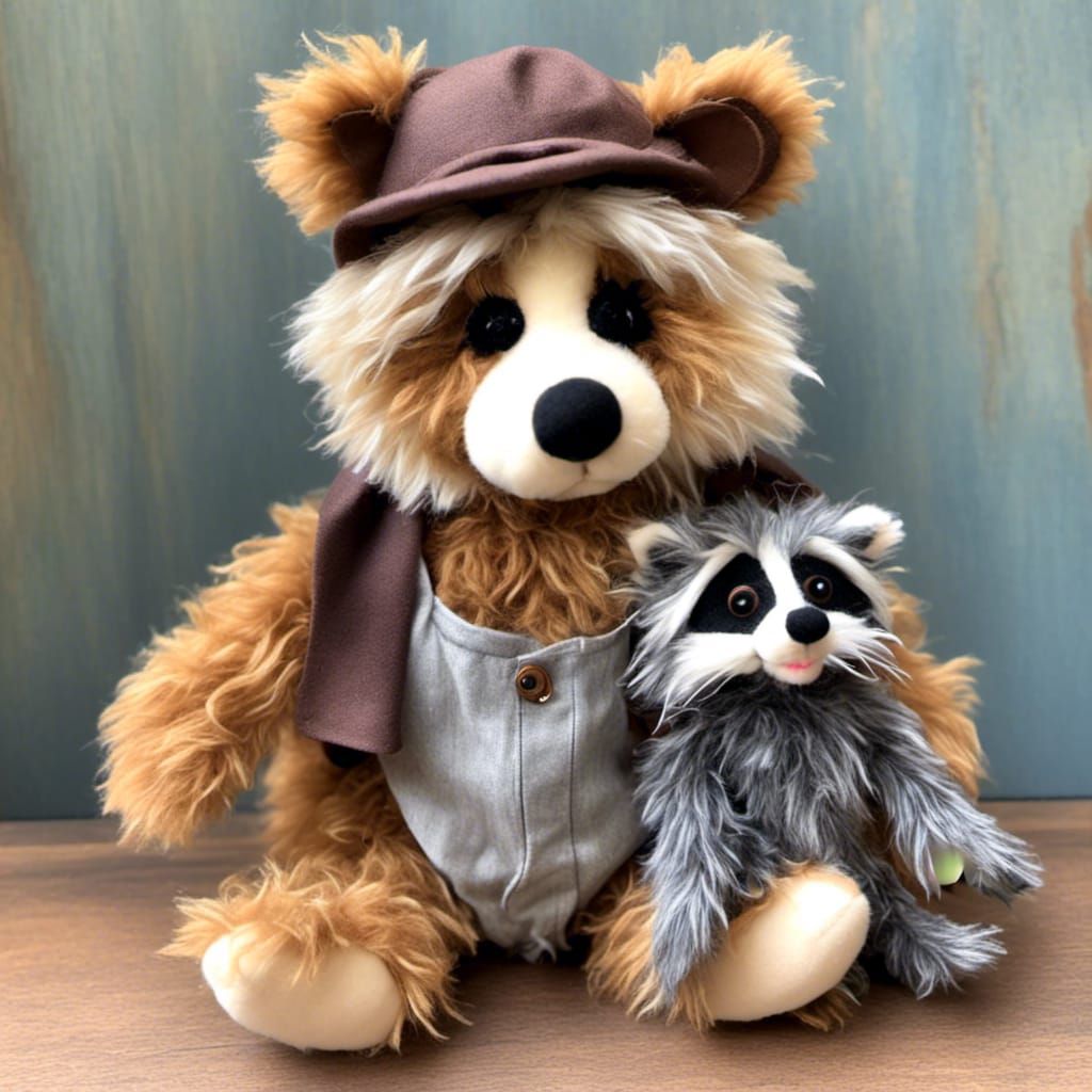 Raccoon Colored Teddy Bear in Toy Style
