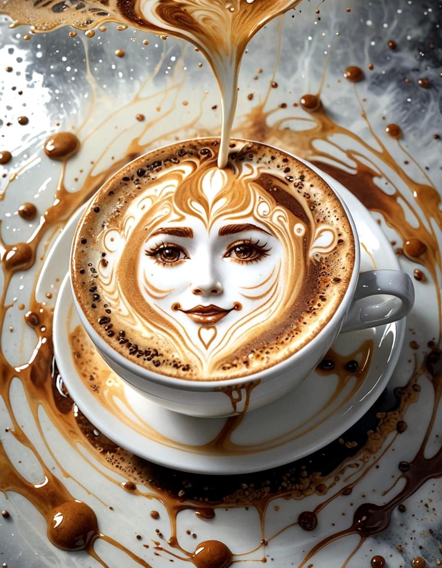 Fantasy Cappuccino Cup with Detailed Latte Art