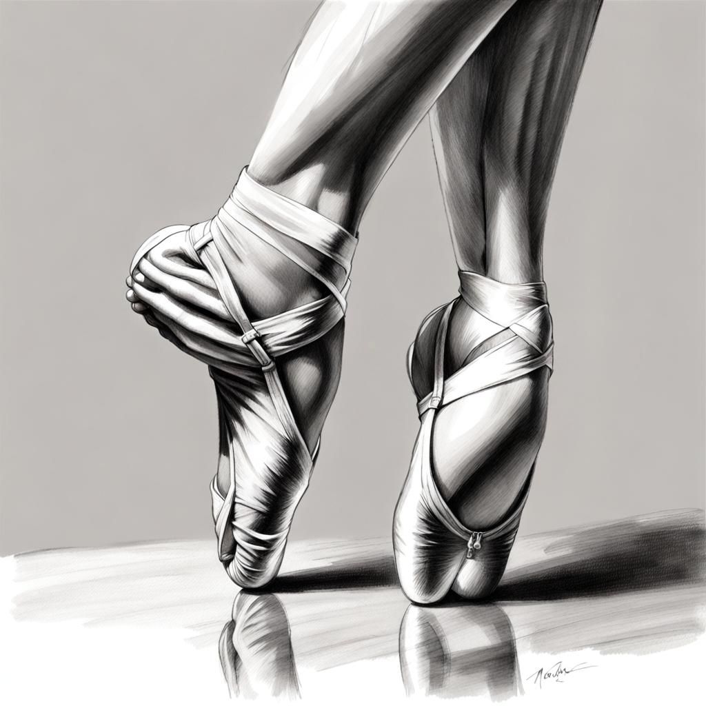 Monochromatic Pencil Sketch of Ballerina Foot