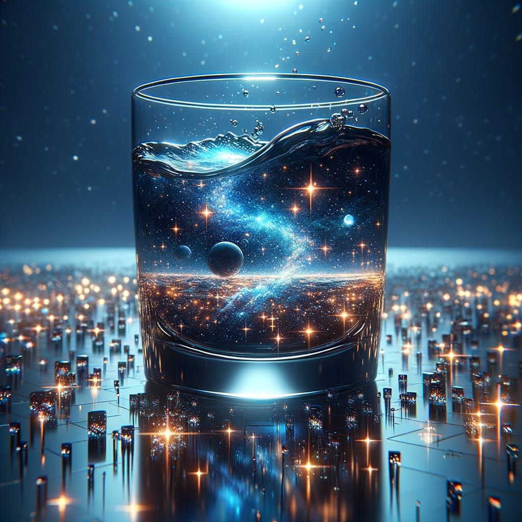 Starry Night Sky Spills from Glass Cup