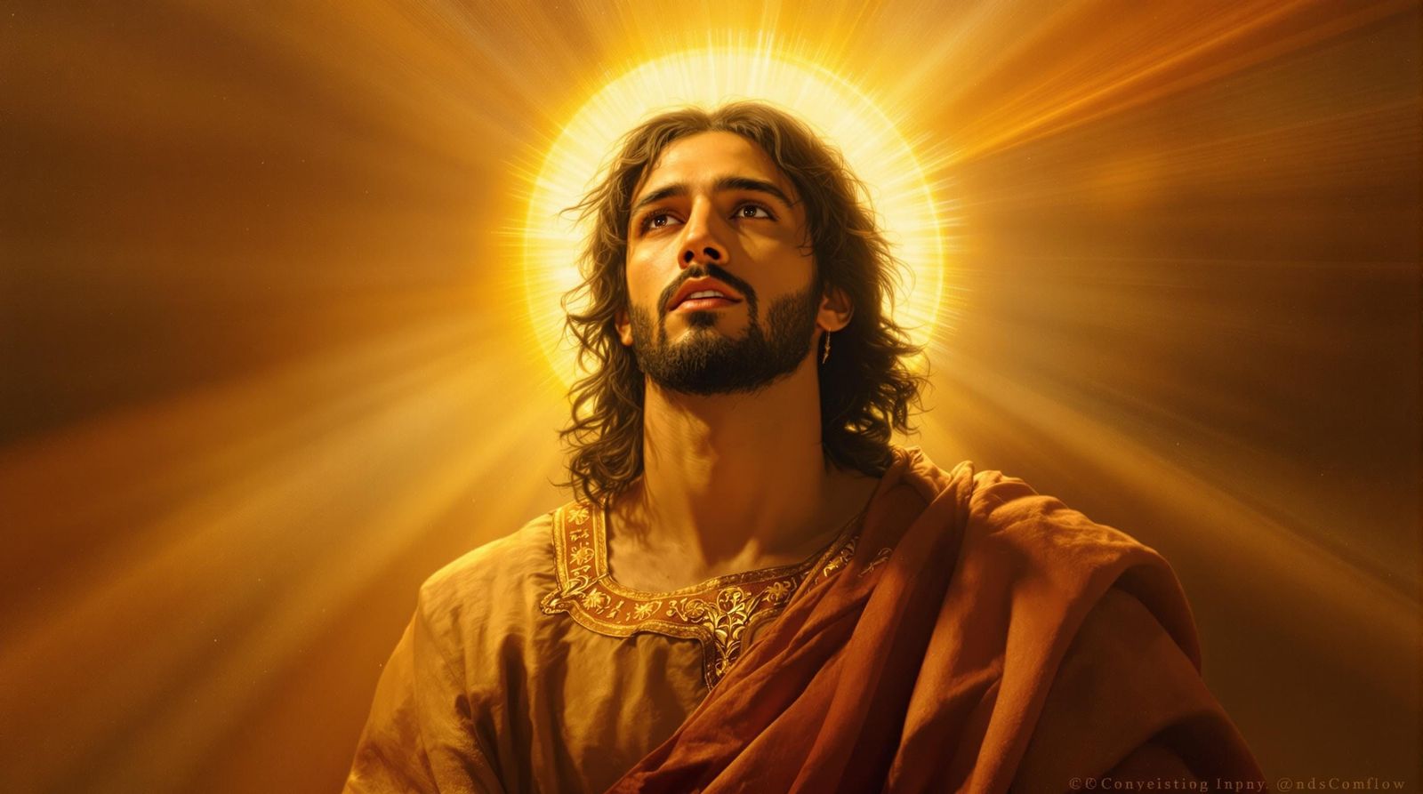 Glowing Tan Jesus in Radiant Light