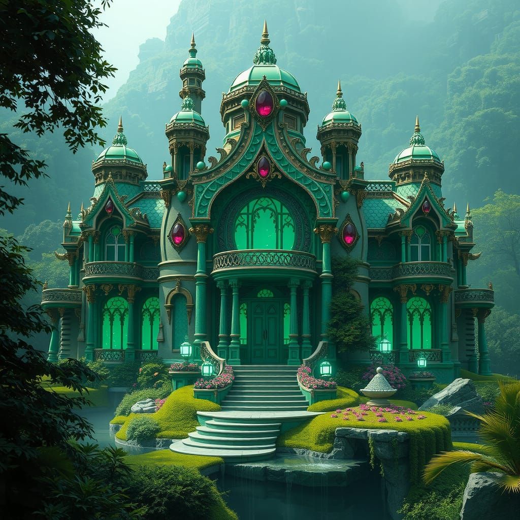 Emerald and Ruby Mansion: Futuristic Ancient Architecture