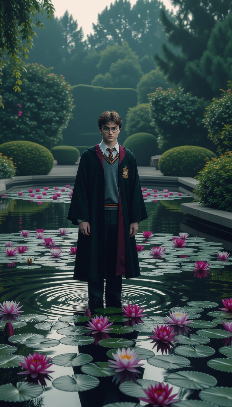 Harry Potter in Cyberpunk Lily Pond