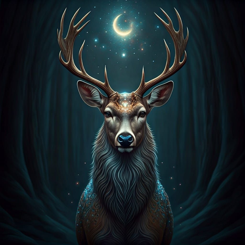 Mystical Deer in Enchanted Landscape