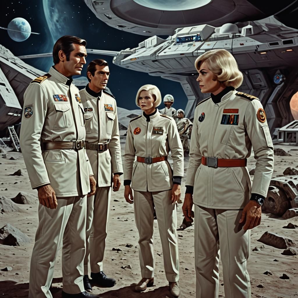 Moonbase Alpha Doppelgangers in Beksiński-Inspired Art