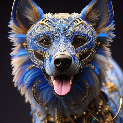 Hyperdetailed Portrait of a Blue Dog in Sci-Fi Gloom
