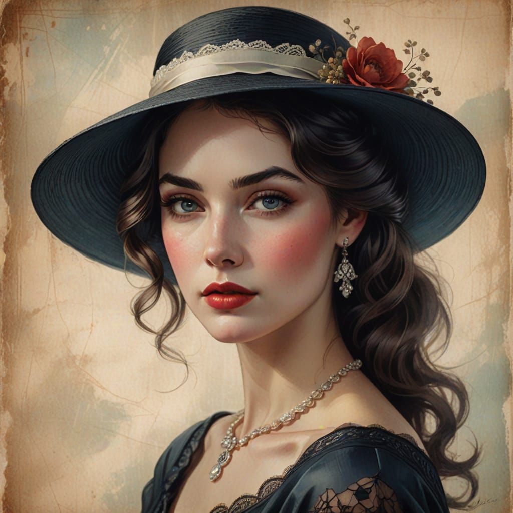 Vintage Goddess in Elegant, Painterly Portrait
