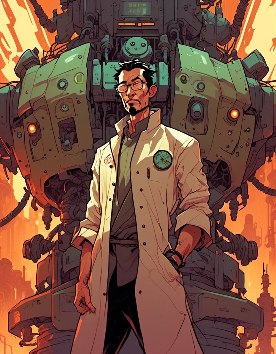 Sinister Droid Engineer Inspecting Reactor Core