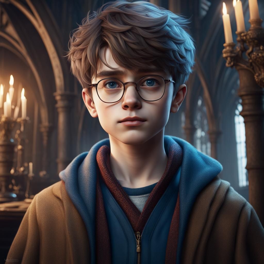 Boy with Glasses: Detailed Fantasy Concept Art