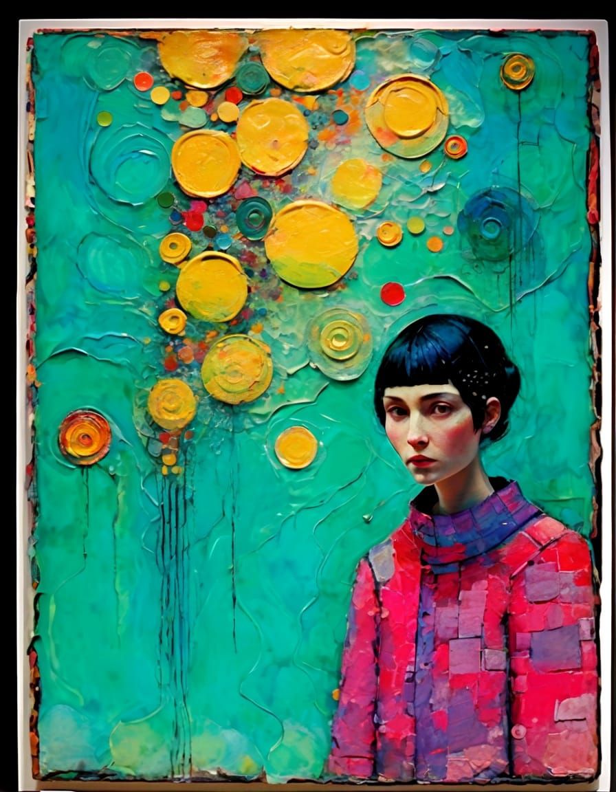 Textured Encaustic Art Brute Landscape Painting