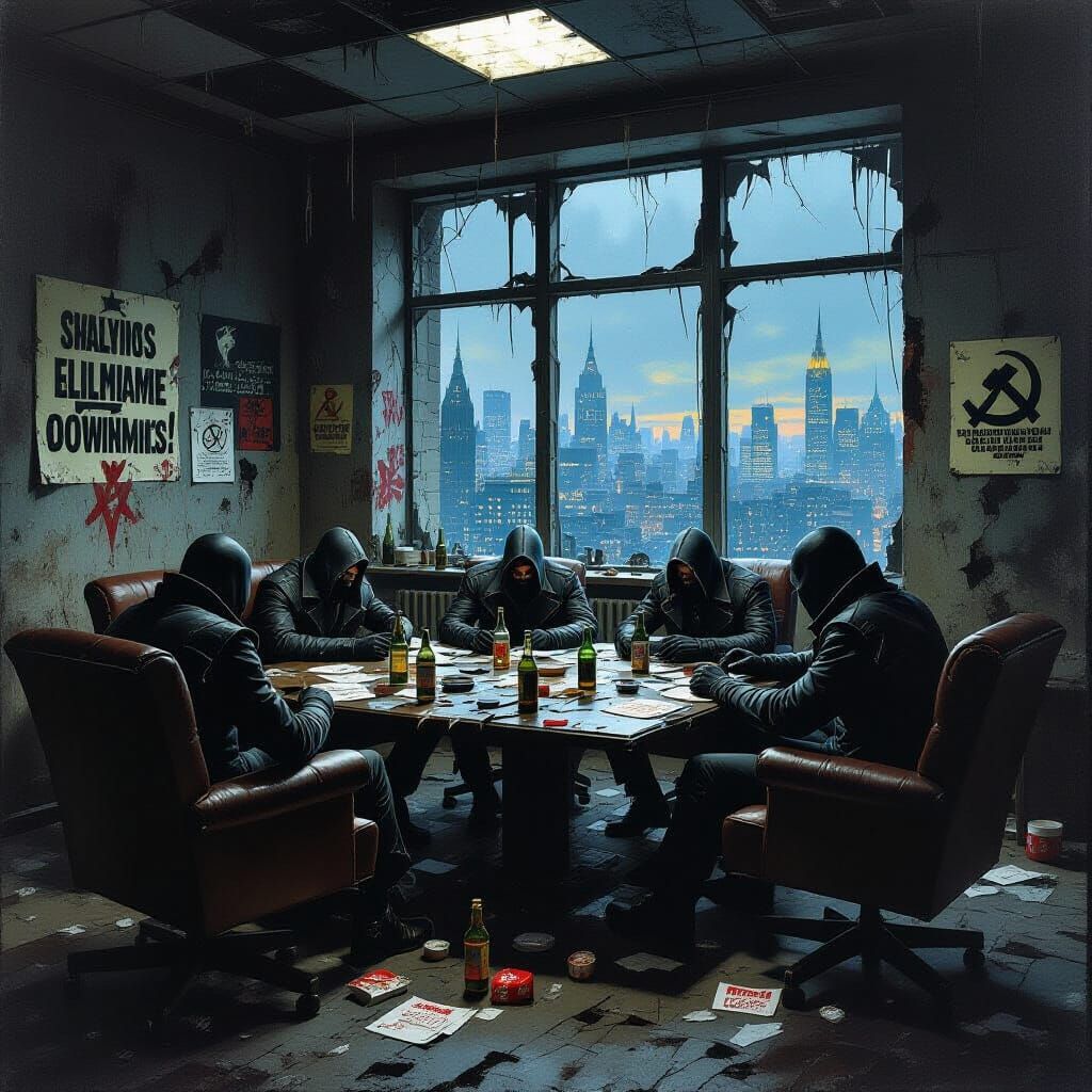 Dark Fantasy Conference Room After Anarchist Takeover