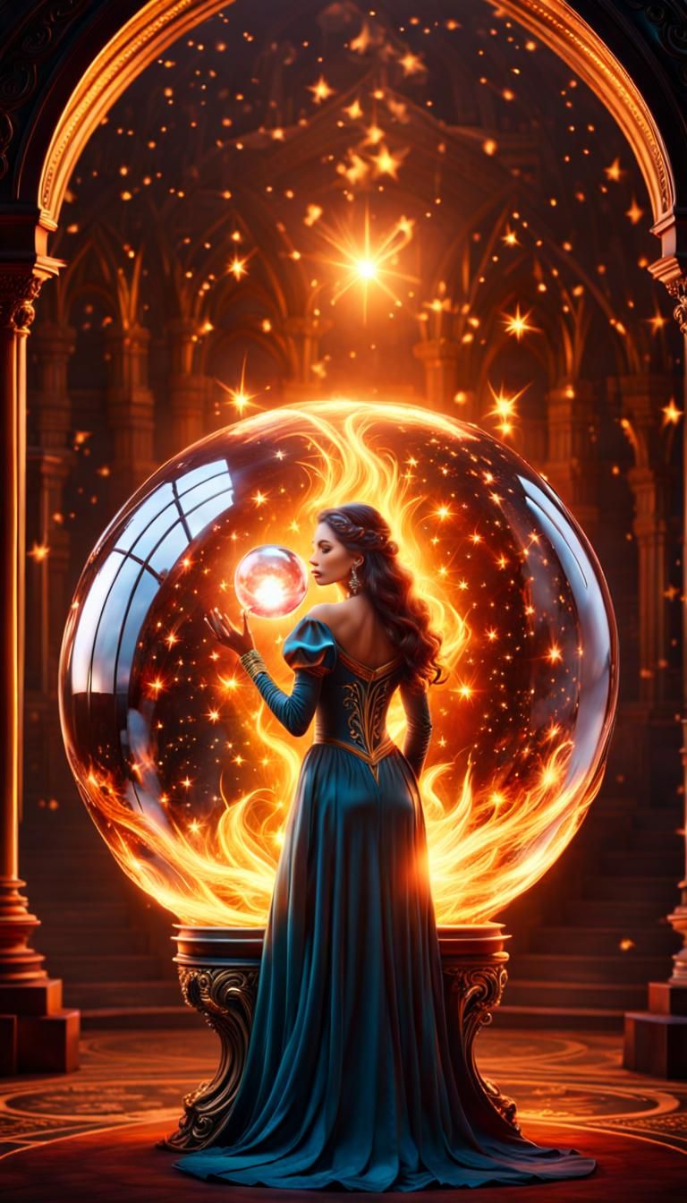 Enchantress and Magic Glass Ball: Digital Matte Painting