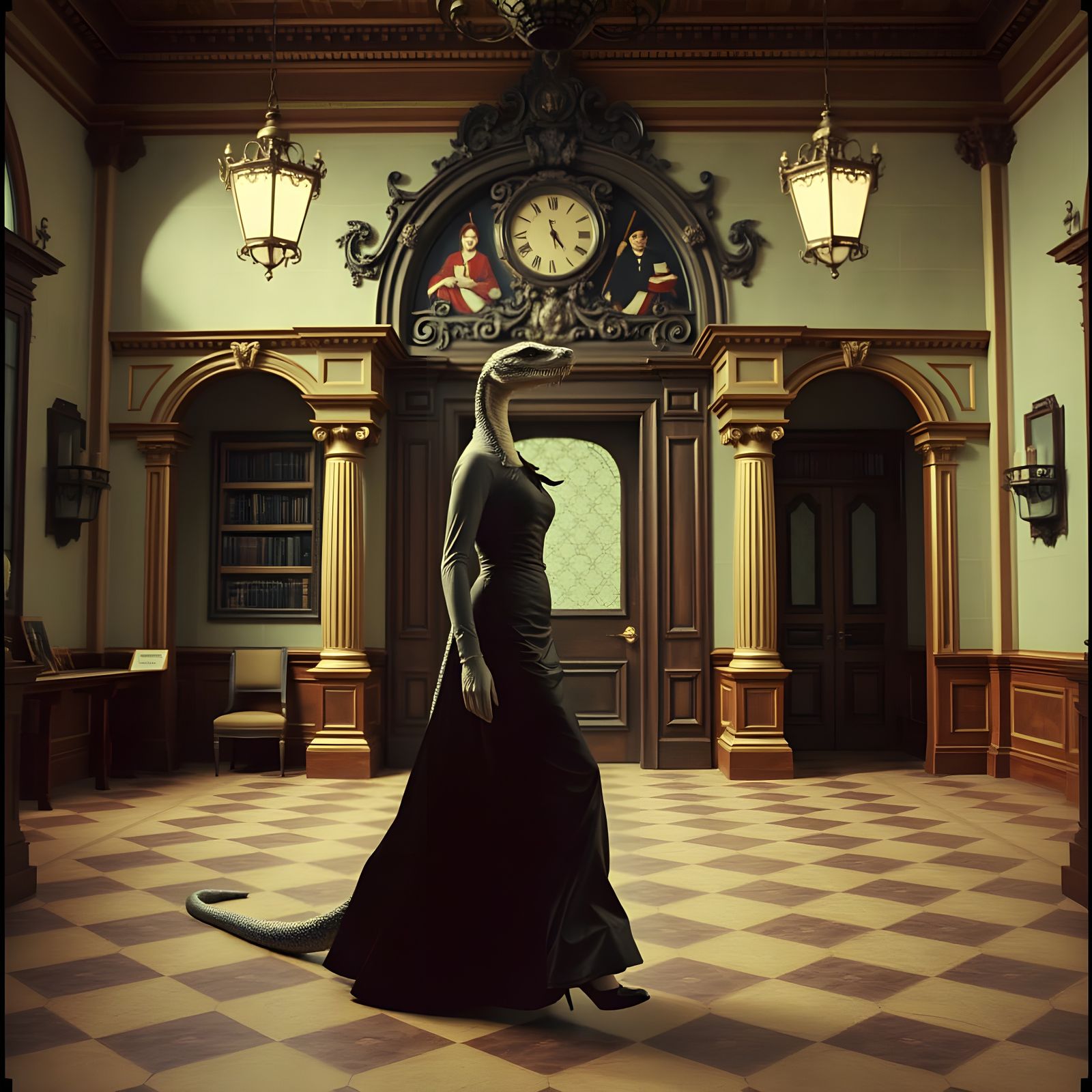 Victorian Bank with Snake-Headed Secretary