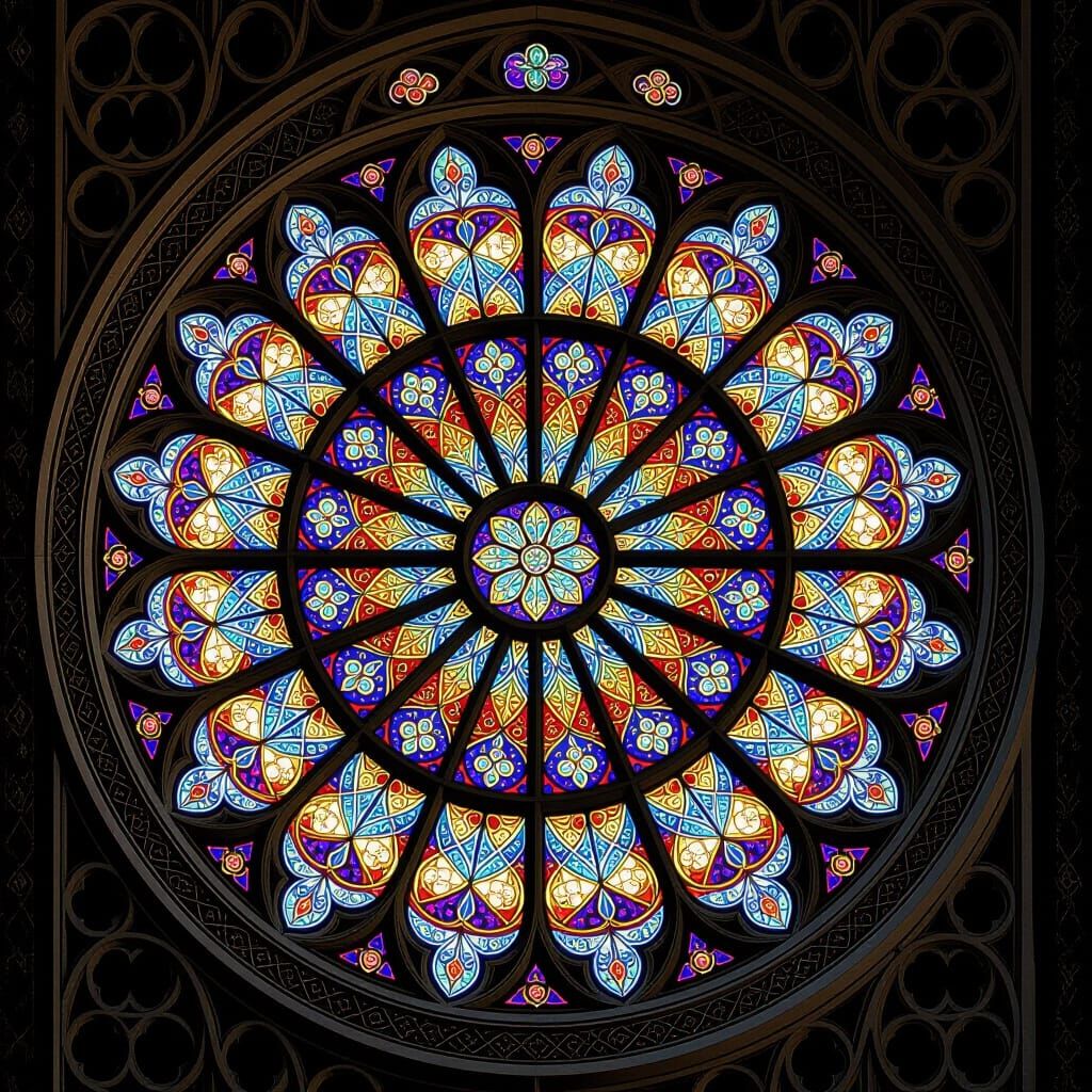 Gothic Rose Window with Mirrored Symmetry