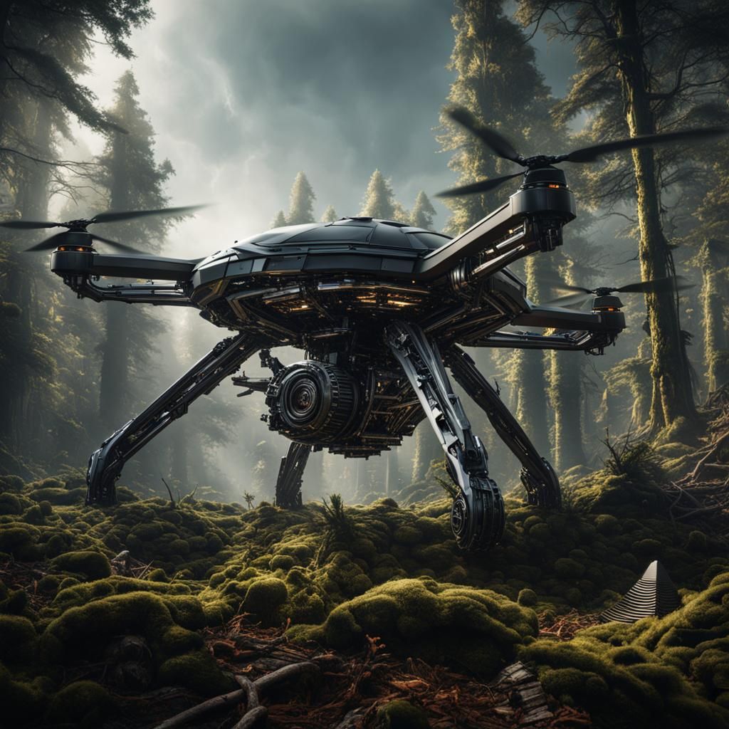 Futuristic Robotic Drone Deforestation Masterpiece
