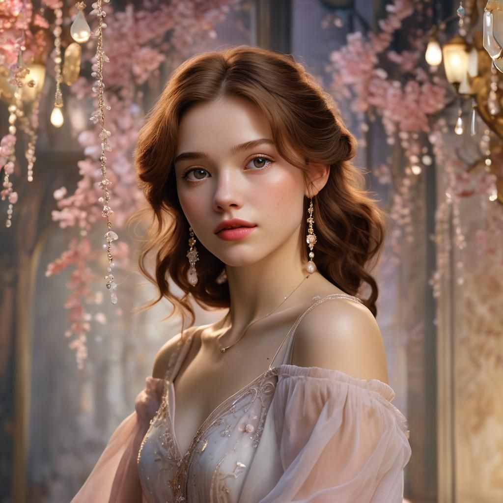 Disney Style Anime Girl in Vibrant Oil Painting