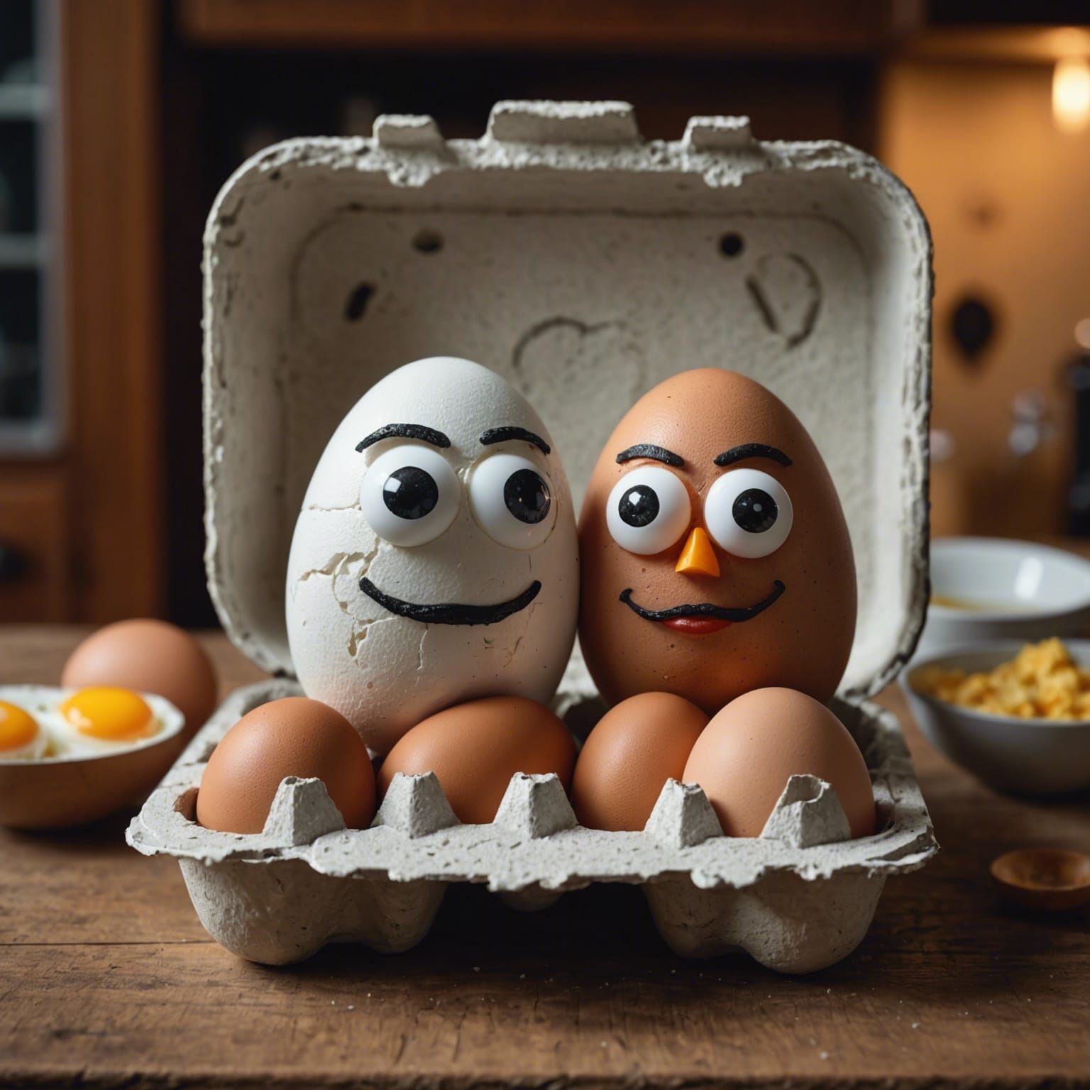 Romantic Egg Couple with Googly Eyes