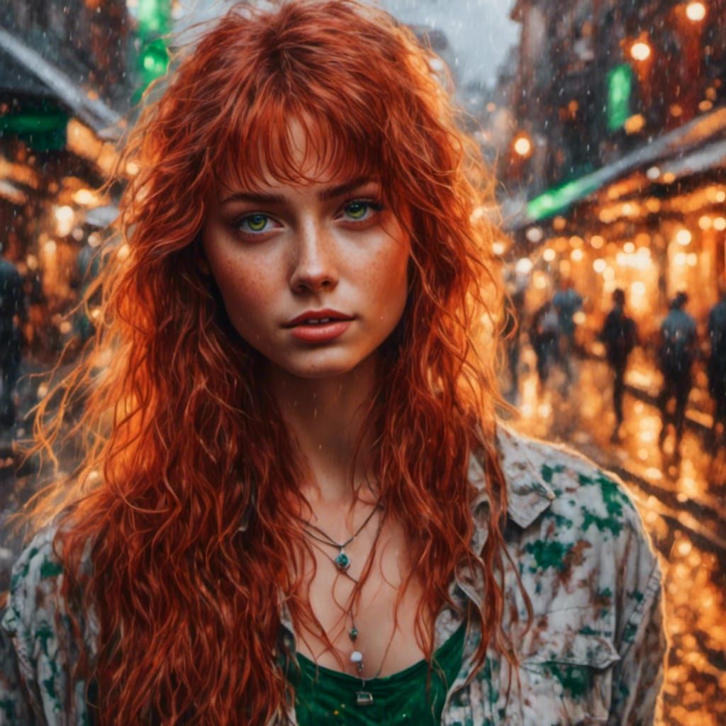 Hyperrealistic Portrait of a Beautiful Woman with Red Hair