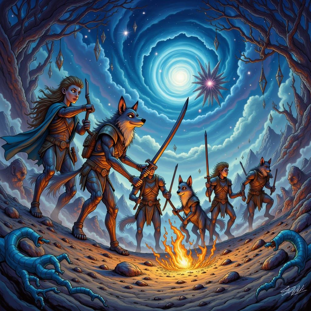 Elfquest Comic Panel: Wolf Riders in Dynamic Action