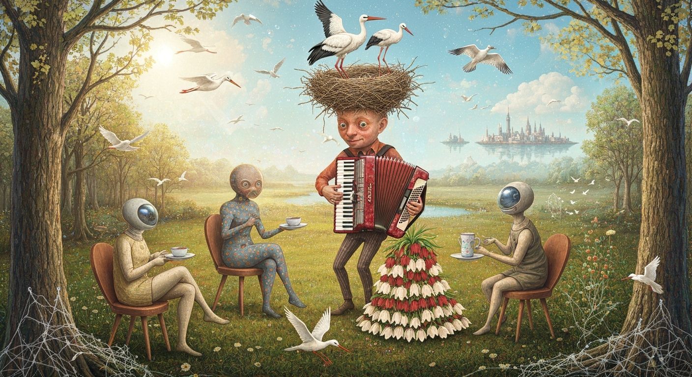 Surreal Accordionist Performance at Galaxy's End