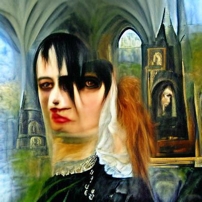 Gothic Woman Portrait in Impressionistic Style
