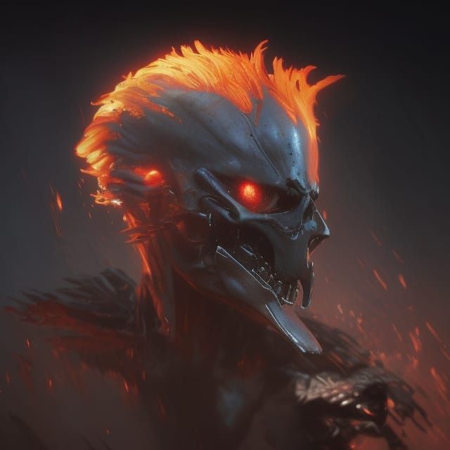 Ghost Rider Chicken: Dark Fantasy Concept Art