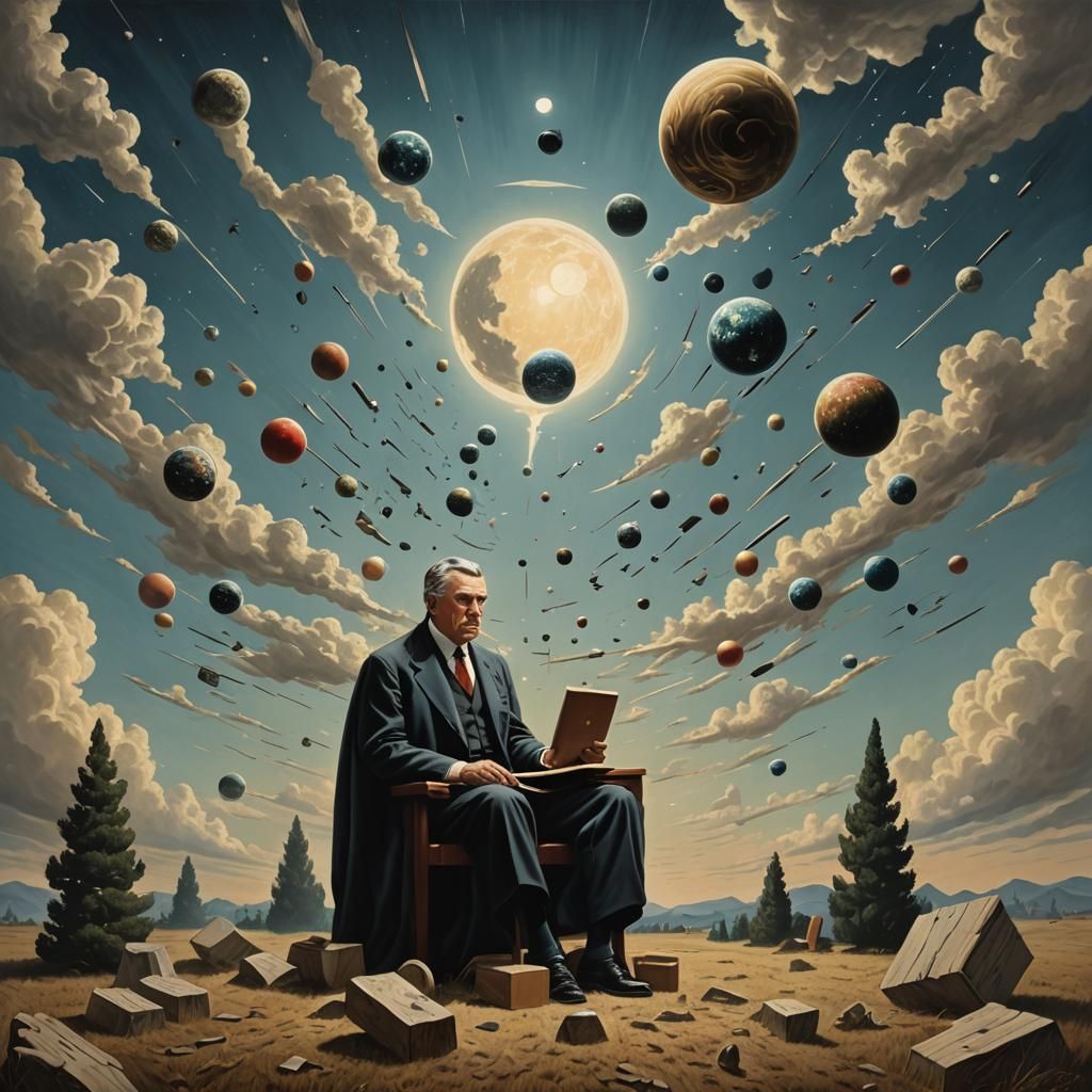 Celestial Symbolism: A Surrealist Composition in Magritte St...
