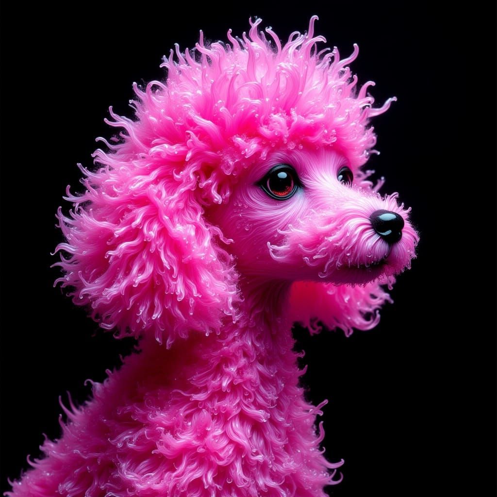 Pink Poodle with Glass Hair in Anime Style