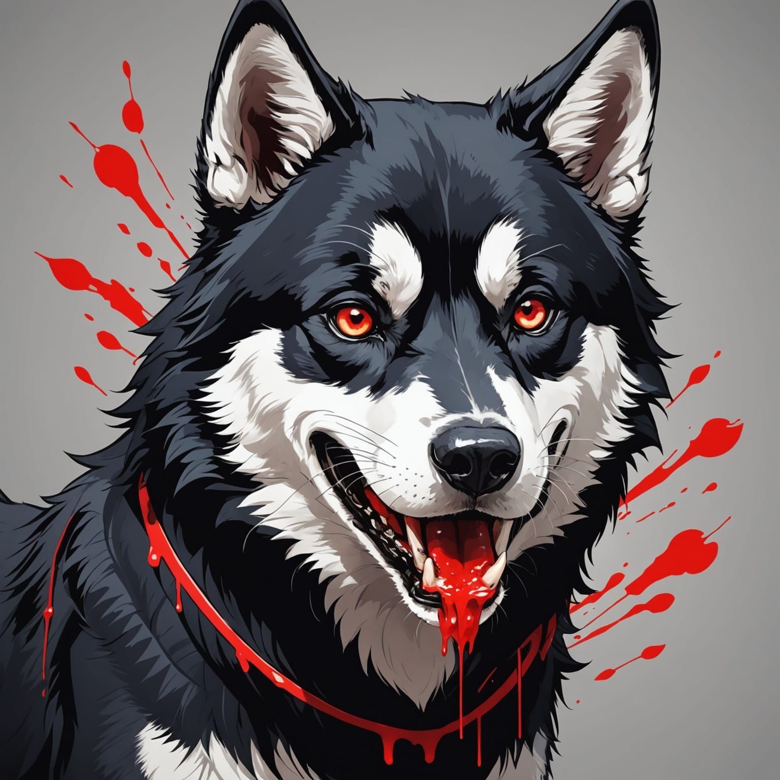 Black Husky with Scar in Anime Style